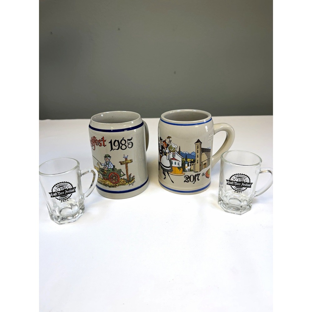 Wurstfest New Braunfels Texas Stein Mug Lot 1985 W Germany 2017 Thewalt Glasses